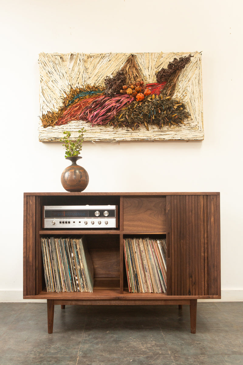 The Lawrence Tambour Door Stereo Credenza