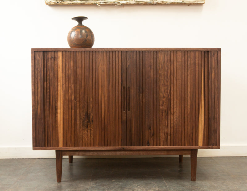 The Lawrence Tambour Door Stereo Credenza