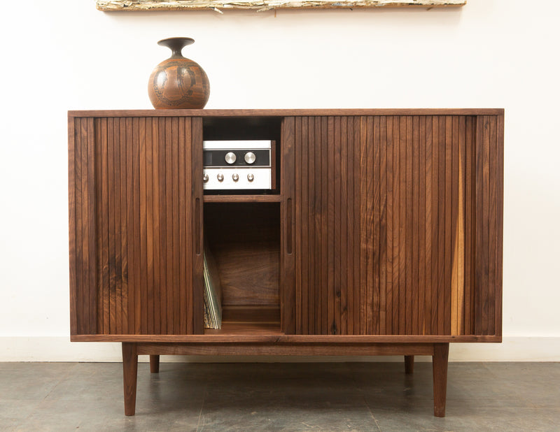 The Lawrence Tambour Door Stereo Credenza