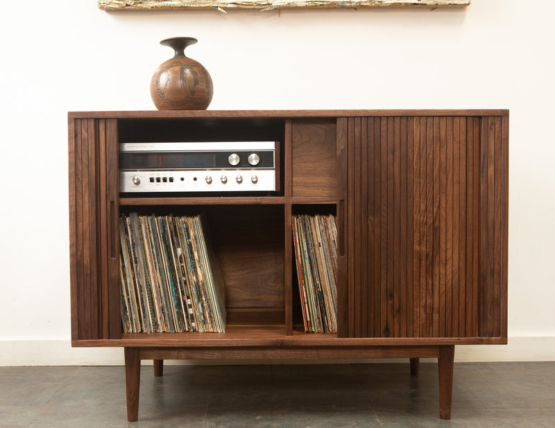 The Lawrence Tambour Door Stereo Credenza