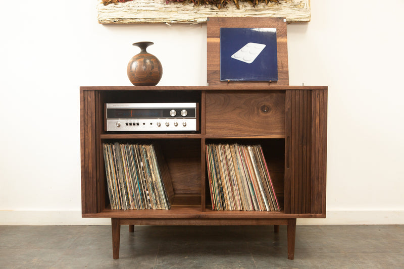 The Lawrence Tambour Door Stereo Credenza