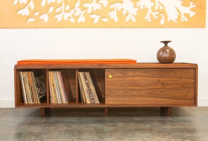 HIFI Vinyl Storage Bench with Sliding Doors