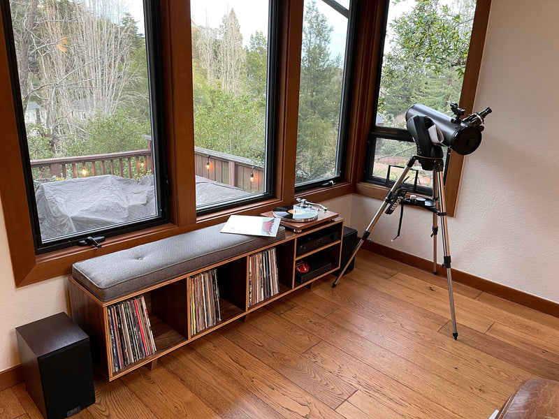 Vinyl LP Storage Bench Lo-Fi edition with Amplifier Shelf