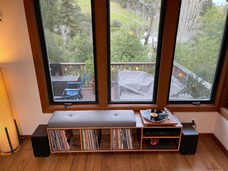 Vinyl LP Storage Bench Lo-Fi edition with Amplifier Shelf