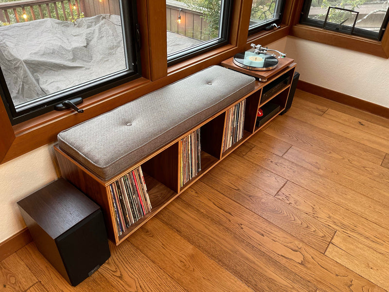Vinyl LP Storage Bench Lo-Fi edition with Amplifier Shelf