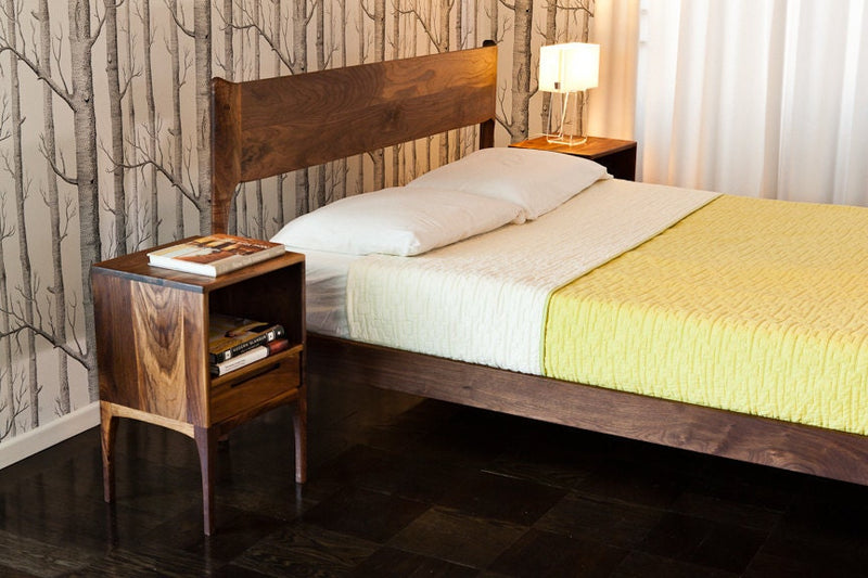 Classic Modern Bed with Night Stands (Mid Century Danish Modern Style)
