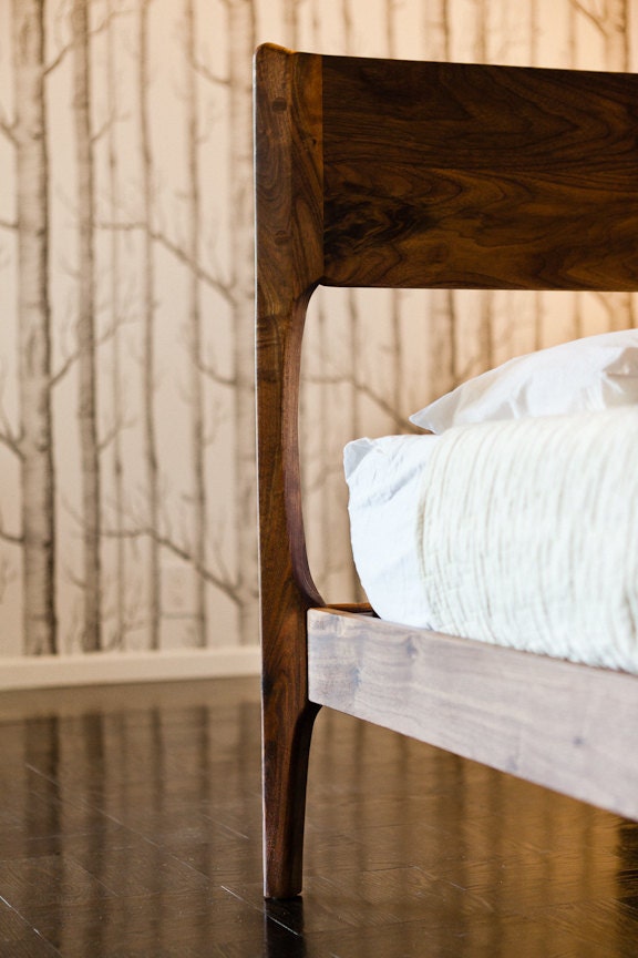 Classic Modern Bed with Night Stands (Mid Century Danish Modern Style)