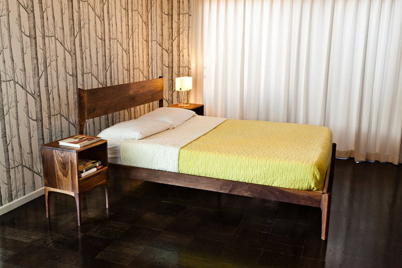Classic Modern Bed with Night Stands (Mid Century Danish Modern Style)