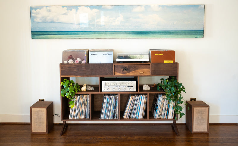The Fingerprints Walnut Vinyl Storage | Stereo Console