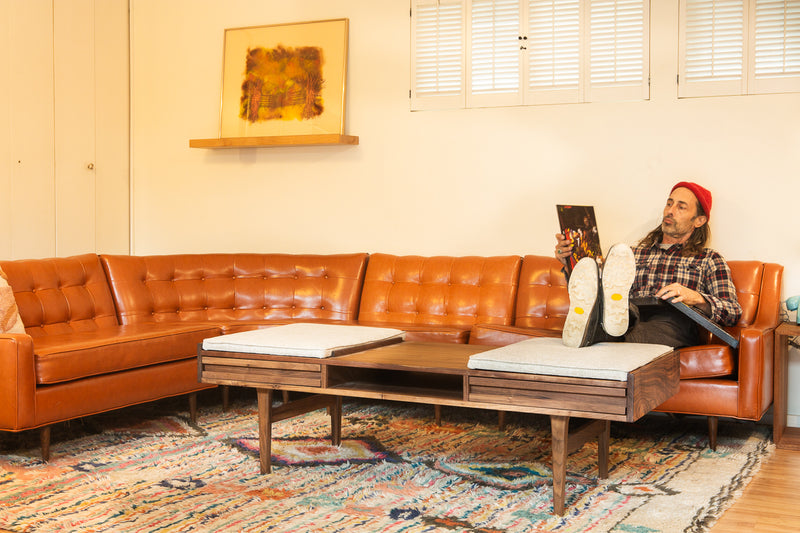 Mid Century Inspired Coffee Table | Ottoman