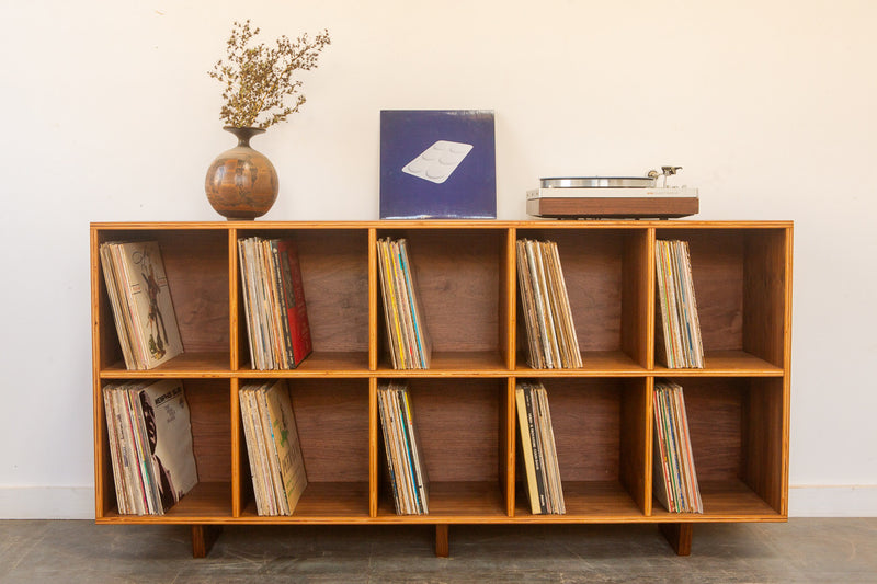 Lofi Vinyl Storage Double Decker with Mid Century Modern Stylings