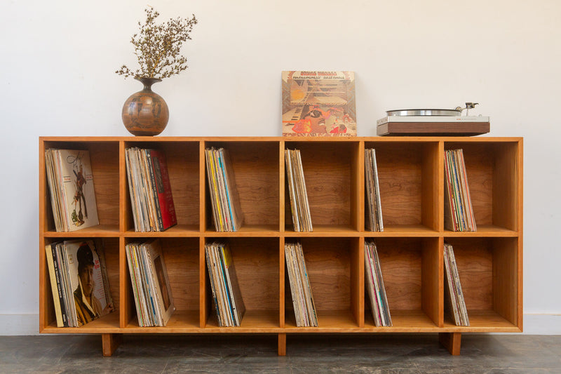 Hifi Double Decker Vinyl Storage Unit with Mid Century Modern Stylings