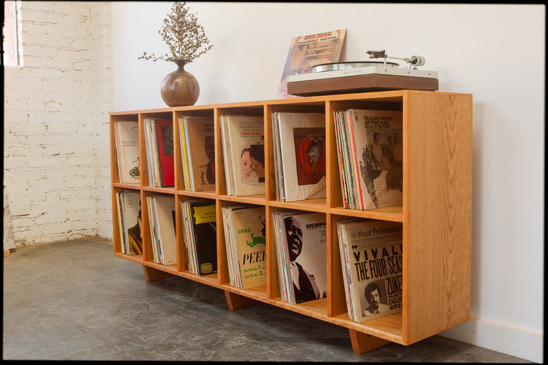 Hifi Double Decker Vinyl Storage Unit with Mid Century Modern Stylings