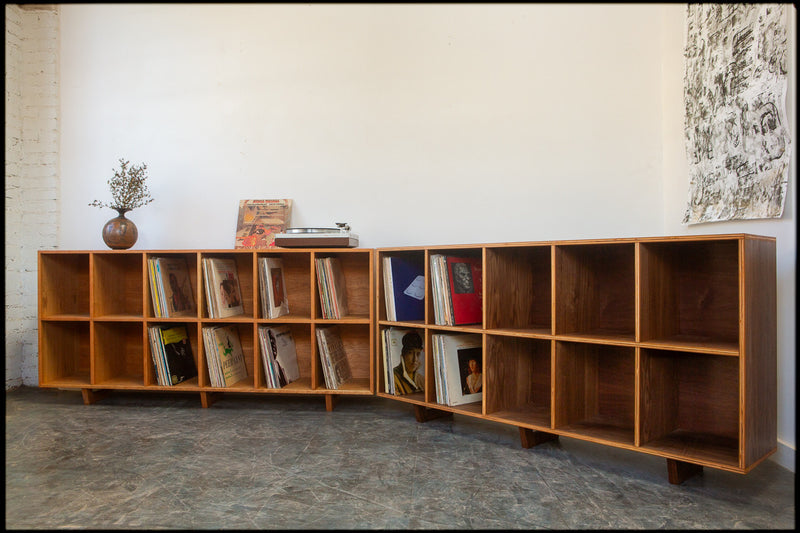 Hifi Double Decker Vinyl Storage Unit with Mid Century Modern Stylings