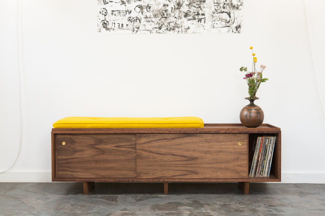 HIFI Vinyl Storage Bench with Sliding Doors Pete Deeble Furniture