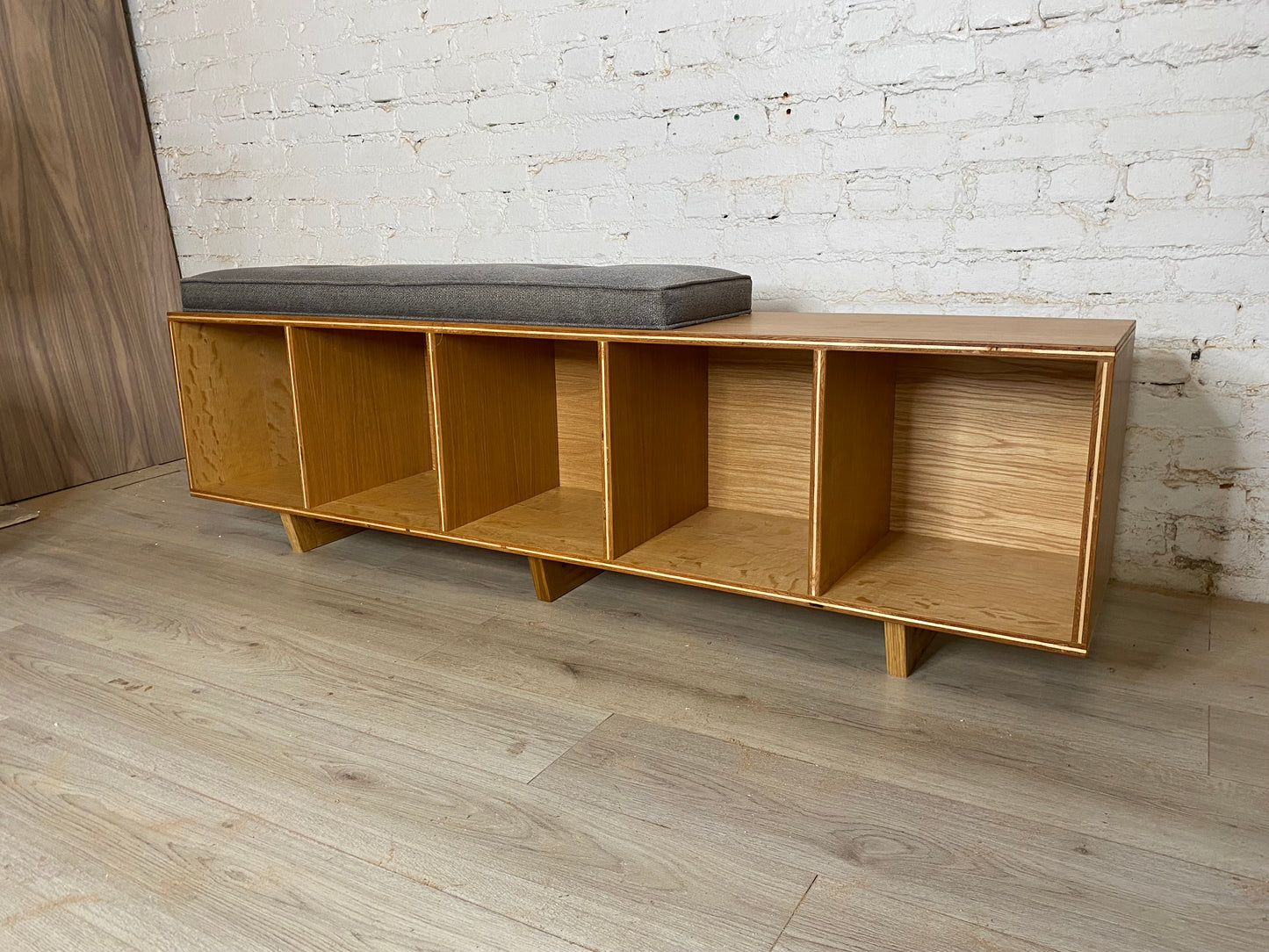 Vinyl LP Storage Bench Lo-Fi edition with Mid Century Modern Stylings